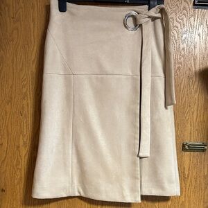 Lucy Paris Beige Pencil Wrap Skirt Sz L (fits like M) NWT